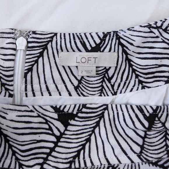 LOFT 100% Linen Leaf Print Skirt - Picture 8 of 9